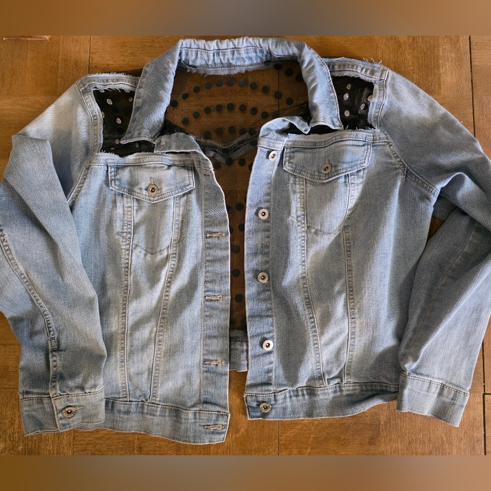 "Just A Phase" Custom Upcyled Moon Phase Jean Jacket Sz 2x - Picture 7 of 10